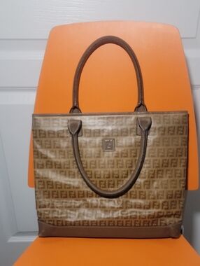 Fendi Zucca Logo Canvas Tote - Brown